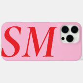 Coques Case-Mate iPhone Élégant rose rouge gras Monogramme initial (Verso (horizontal))