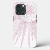 Coques Case-Mate iPhone Elégant rose Sun Moon Doodle Mandala White Design (Verso)