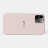 Coques Case-Mate iPhone Élégant rose vif monogramme personnalisé initiales (Dos (Horizontal))