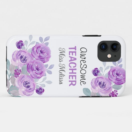 Coques Case-Mate iPhone Élégant Rose violet Awesome Enseignant Cadeau (Dos (Horizontal))