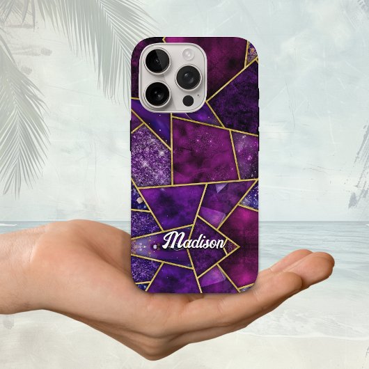 Coques Case-Mate iPhone Élégant rose violet girly géométrique