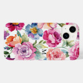 Coques Case-Mate iPhone Élégant Roses d'aquarelle fleurie Nom personnalisé (Verso (horizontal))