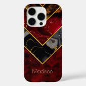 Coques Case-Mate iPhone Elégant rouge noir corbeille d'or géométrique (Verso)