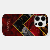 Coques Case-Mate iPhone Elégant rouge noir corbeille d'or géométrique (Verso (horizontal))