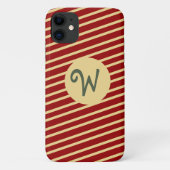 Coques Case-Mate iPhone Élégant Rouge or rayures motif monogramme personna (Dos)
