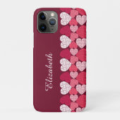Coques Case-Mate iPhone Élégant Rouge rose Jigsaw Puzzle Motif Nom (Dos)