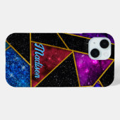 Coques Case-Mate iPhone Elégant rouge violet girly géométrique (Verso (horizontal))