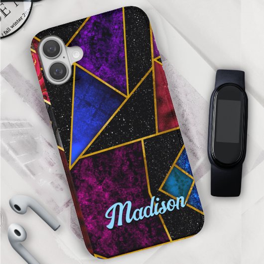 Coques Case-Mate iPhone Elégant rouge violet girly géométrique
