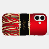 Coques Case-Mate iPhone Elégant Rouge Zèbre Noir Or (Verso (horizontal))