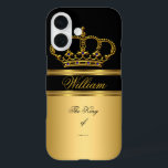 Coques iPhone 16 Elégant Royal King Gold Couronne Noire 4b<br><div class="desc">Elégant Royal King Gold Couronne Noire. Queen or Prince,  Princess,  Men or Women's Ajouter le nom Monogramme.</div>