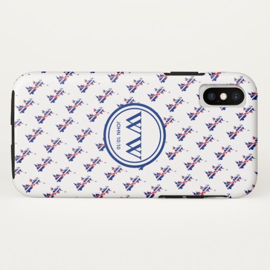 Coques Case-Mate iPhone Élégant Royaume-Uni UNION JACK Monogramme Abondant (Dos (Horizontal))