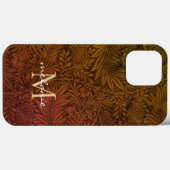 Coques Case-Mate iPhone Élégant Rust Orange Or Floral Script Monogramme (Verso (horizontal))