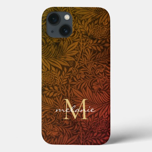 Coques Case-Mate iPhone Élégant Rust Orange Or Floral Script Monogramme (Verso)