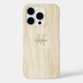 Coques Case-Mate iPhone Élégant rustique Beige clair effet de bois Monogra (Verso)