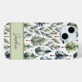 Coques Case-Mate iPhone Elégant Sage Green Fir Tree personnalisé (Verso (horizontal))