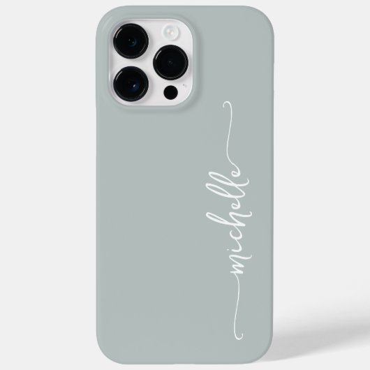 Coques Case-Mate iPhone Élégant Sage Green Girly Nom minimal Script (Verso)