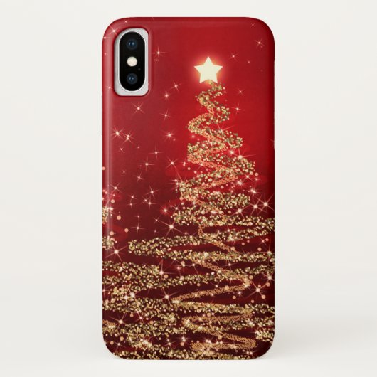 Coques Case-Mate iPhone Élégant sapin rouge de Noël (Dos)