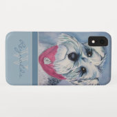 Coques Case-Mate iPhone Elégant Schnauzer moderne w Monogramme Nom (Dos (Horizontal))