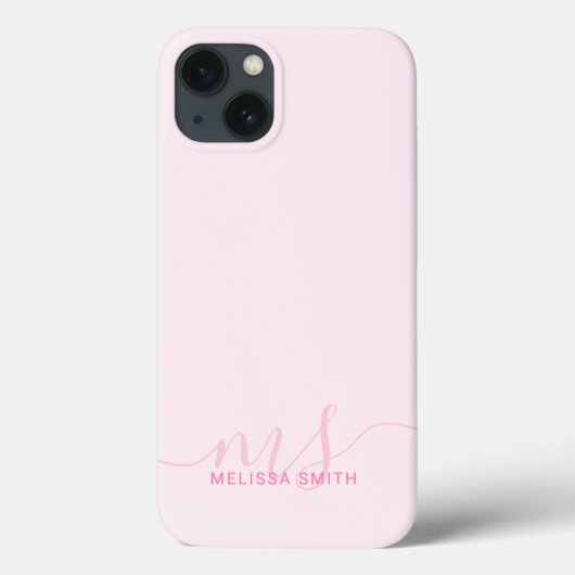 Coques Case-Mate iPhone Élégant Script moderne rose Monogramme initial (Verso)