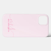 Coques Case-Mate iPhone Élégant Script moderne rose Monogramme initial (Verso (horizontal))