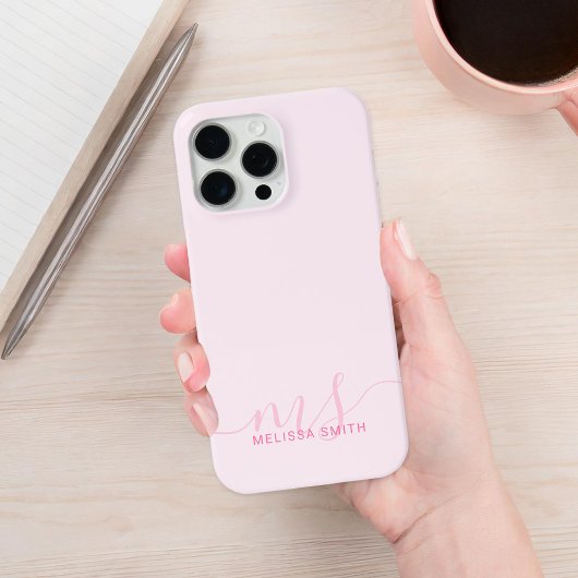 Coques Case-Mate iPhone Élégant Script moderne rose Monogramme initial