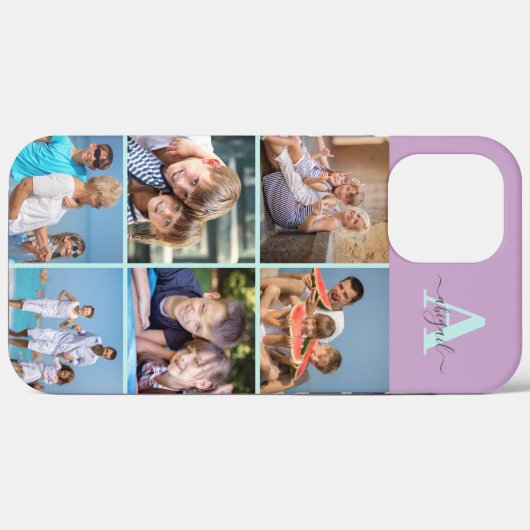 Coques Case-Mate iPhone Élégant Script Monogramme 6 Photo Lilac et Mint (Verso (horizontal))