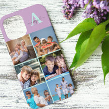 Élégant Script Monogramme 6 Photo Lilas et Menthe