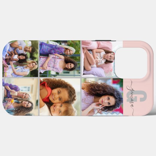 Coques Case-Mate iPhone Élégant Script Monogramme 6 Photo rose et gris (Verso (horizontal))