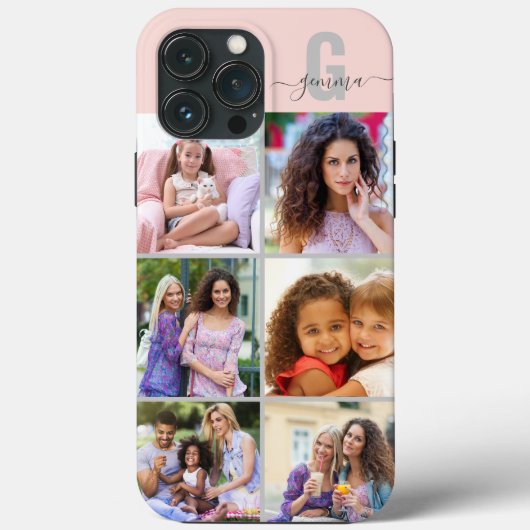 Coques Case-Mate iPhone Élégant Script Monogramme 6 Photo rose et gris (Verso)