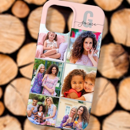 Coques Case-Mate iPhone Élégant Script Monogramme 6 Photo rose et gris