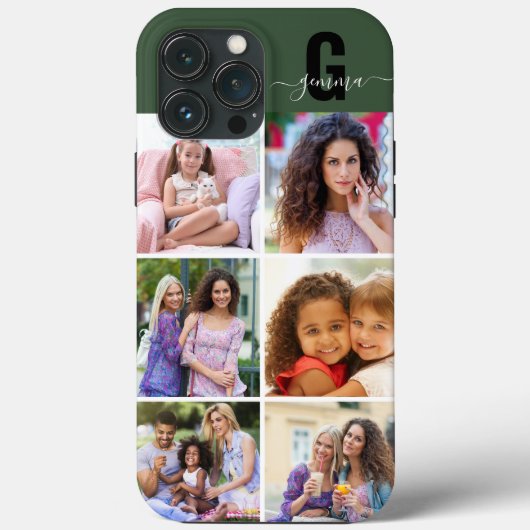 Coques Case-Mate iPhone Élégant Script Monogramme 6 Photo Vert (Verso)
