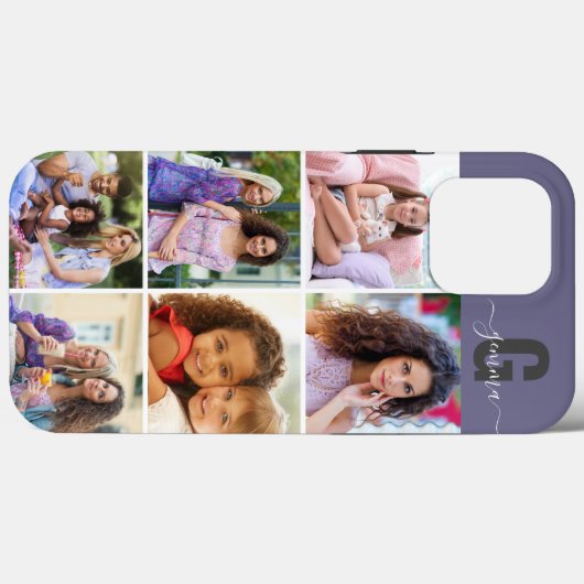 Coques Case-Mate iPhone Élégant Script Monogramme 6 Photo violet (Verso (horizontal))