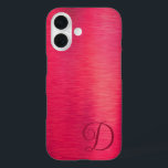 Coques iPhone 16 Élégant Script Monogramme Magenta Metallic<br><div class="desc">Boîtier de téléphone cellulaire métallique à ombre monogramme magenta rose avec votre choix de styles et de couleurs de police (illustré avec une police de calligraphie de script élégante en magenta foncé). OPTIONS : L'exemple est présenté dans le modèle iPhone 14 et dans le style coque Barely There, les autres...</div>