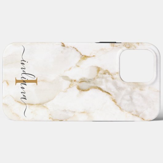 Coques Case-Mate iPhone Élégant Script Monogramme Marbre (Verso (horizontal))