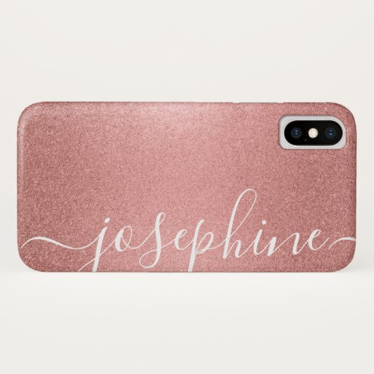 Coques Case-Mate iPhone Élégant Script Rose Gold Sparkle personnalisé Phon (Dos (Horizontal))