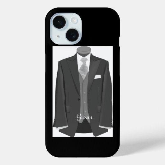 Coques Case-Mate iPhone Elegant Script Wedding Tuxedo Suit Groom  (Verso)