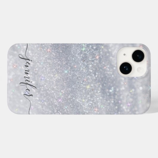 Coques Case-Mate iPhone Elegant Silver Glitter (Verso (horizontal))