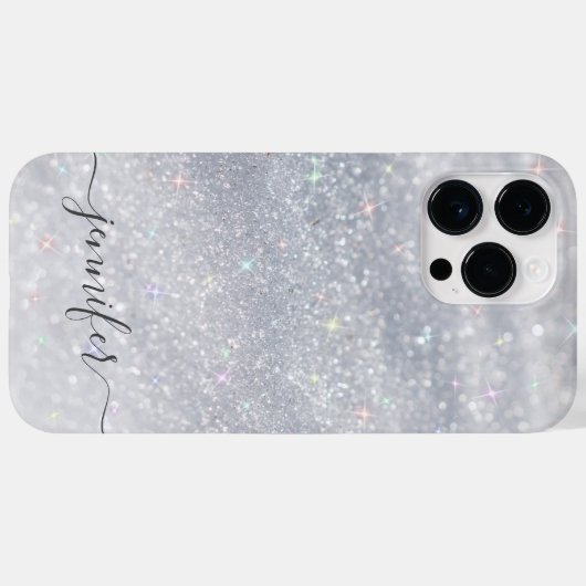 Coques Case-Mate iPhone Elegant Silver Glitter (Verso (horizontal))