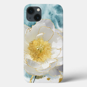 Case-Mate iPhone Case Élégant Simple Fleur Blanche Luxe Or Aquarelle