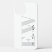 Coques Case-Mate iPhone Élégant Simple Minimal Blanc Gris Nom Monogramme (Verso)