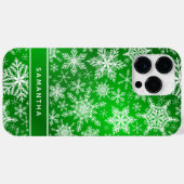 Coques Case-Mate iPhone Élégant Snowflakes vert et blanc Noël (Verso (horizontal))