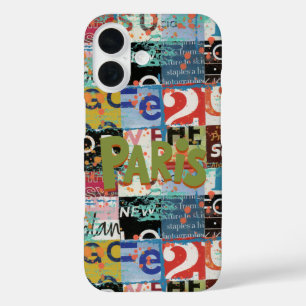 Coques iPhone 16 Elégant street art multicolore collage Paris