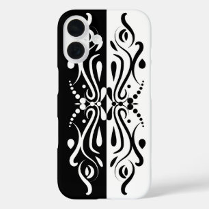 Coques iPhone 16 Élégant style arlequin Abstrait noir et blanc
