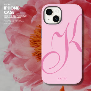 Coque Pour iPhone 14 Élégant stylé Simple Pink Nom de script