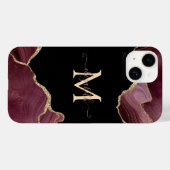 Coques Case-Mate iPhone Elegant Stylish Gold Glitter Burgundy Agate (Verso (horizontal))
