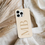 Coque iPhone 15 Pro Max Élégant Tan Minimaliste Premier Monogramme<br><div class="desc">Élégant Tan Minimaliste Premier coque iphone Monogramme</div>