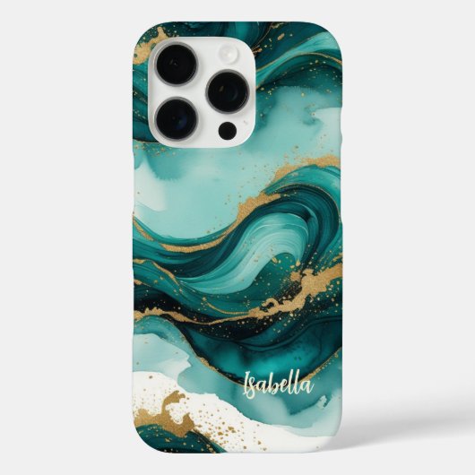 Coques Case-Mate iPhone Elegant Teal Gold Watercolor Case (Verso)
