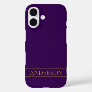 Coques iPhone 16 Élégant texte personnalisable Gold & Deep Purple