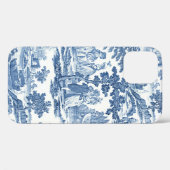 Coques Case-Mate iPhone Elégant Toile Vintage Bleu et Blanc (Verso (horizontal))
