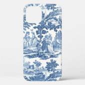 Coques Case-Mate iPhone Elégant Toile Vintage Bleu et Blanc (Verso)